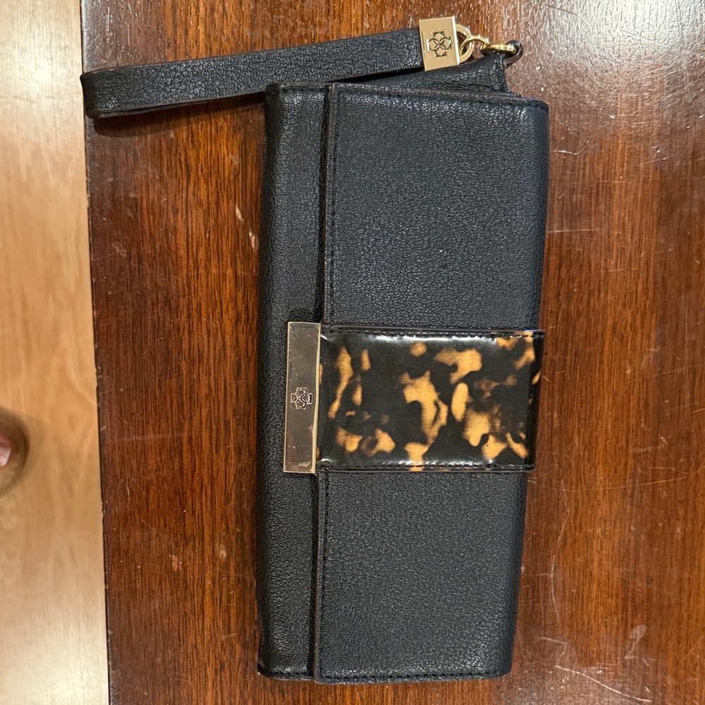 Ann Taylor Black Wallet with Tortoise Shell Detail